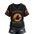 thumbnail image 2 of Stralyhd Magic Book Women's Tops Broomstick Shirt Sassy Witch Tee Friendly Ghost V Neck Pullover Shirts 2XL, 2 of 4