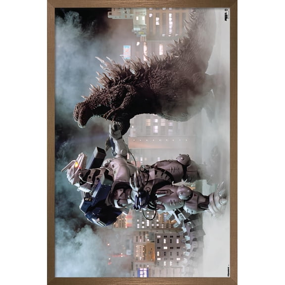 Godzilla Against Mechagodzilla (2002) - Street Fight Wall Poster, 14.725" x 22.375" Framed