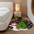 thumbnail image 2 of Round Rug 4Ft Washable Non-Slip, Black Christmas Circle Area Rugs for Living Room Bedroom, Snowman Xmas Tree Ball Snowflake Indoor Floor Mats Carpet Runner for Home Decor Aesthetic, 2 of 8