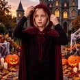 thumbnail image 2 of OGLCCG Kids Velvet Hooded Cape Robe for Halloween Christmas Party,Boys Girls Cloak for Masquerade, Dress Up,Wizard Size 2-17, 2 of 4