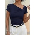 thumbnail image 7 of PRETTYGARDEN Women's Summer Asymmetrical Y2K Tops Trendy Ribbed Short Sleeve Fitted Tee Shirts Spring Fashion Clothing, 7 of 7