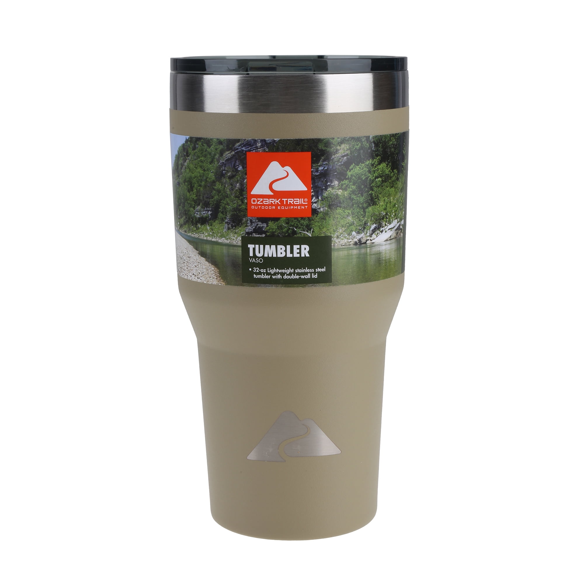 Ozark Trail Double Wall Vacuum Sealed Stainless Steel Tumbler 32 Ounce, Tan