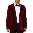thumbnail image 1 of Inspire Chic Chaquetas de Deporte de Terciopelo para Hombre con Solapa de Muesca, Blazers Formales de Un Solo Botón, Ajuste Slim, Burdeos M, 1 of 5