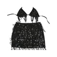 thumbnail image 5 of Liacowi Women Belly Dance Hip Skirt with Bra Crop Top Sequins Tassel Sets Boho Bikini Rave Party Nightclub Festival Costume, 5 of 9