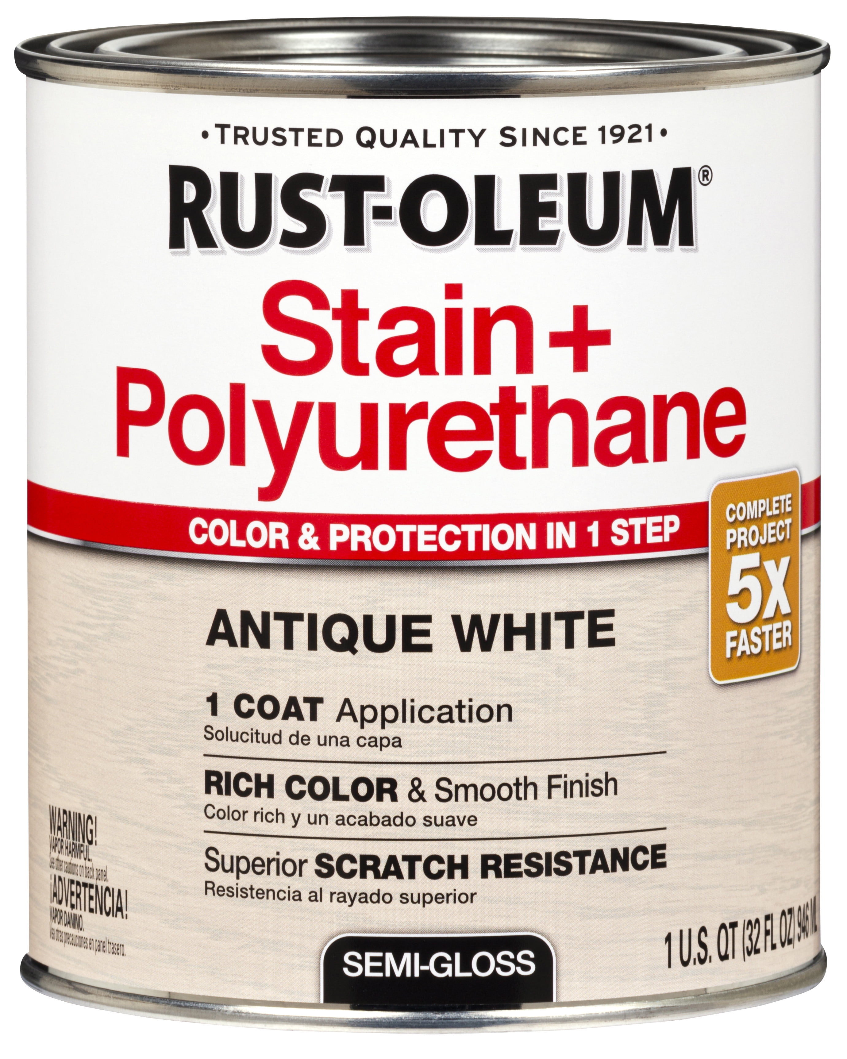 RustOleum Antique White Stain & Polyurethane SemiGloss, QT