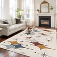 thumbnail image 3 of Area Rug 72×108in, Abstract Mid Century Diamond Floor Carpet Living Room Rug, Modern Geometric Art Burlap Texture Non-Slip Welcome Mat Indoor Rugs for Bedroom Dining Room, 3 of 9
