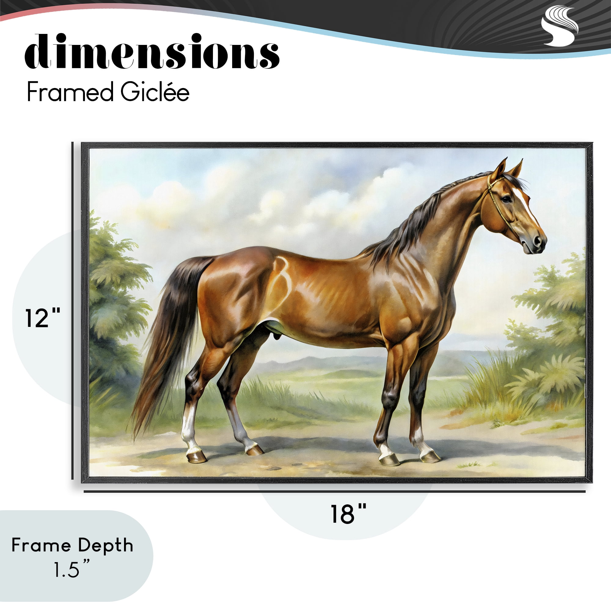 Stupell Industries Majestic Horse in Pastoral Landscape Black Framed Giclee Art, design by Creative Studio