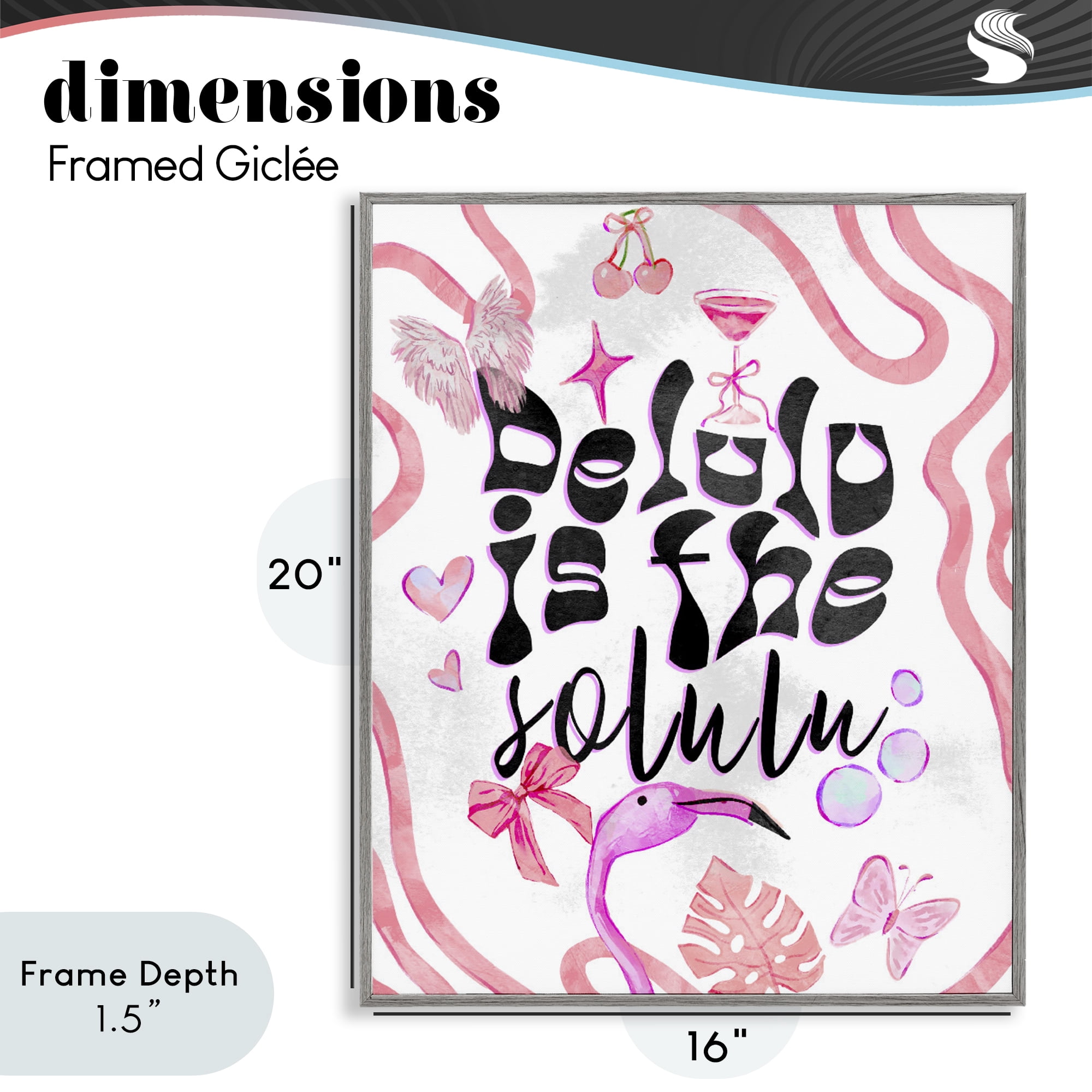 Stupell Industries Delulu Is The Solulu Gray Framed Giclee Art, design by Ziwei Li
