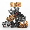 thumbnail image 2 of Royal Crown Stainless Steel Retro Rhinestone Man Woman Rings Simple Trendy Punk for Male Girl Boyfriend Jewelry Gift Wholesale R084C-Retro 10, 2 of 6