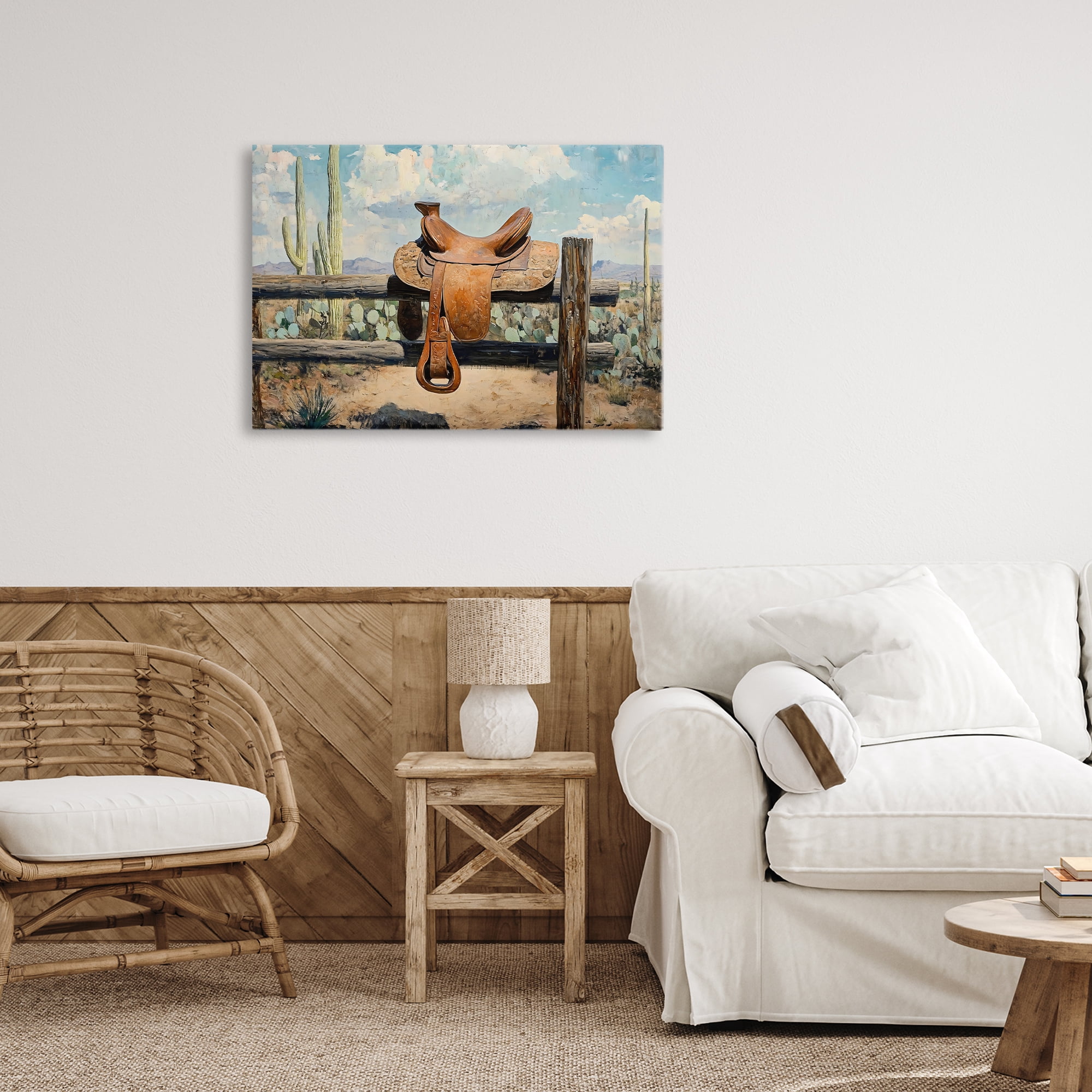 Stupell Industries Saddle on Desert Fence Canvas Wall Art, design by Franklyn Gregory