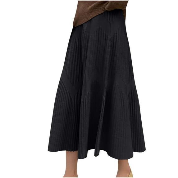 IROINNID Women's Skirt Knitted Matching Sweater Ankle Comfort Waist Long Solid Color Skirt