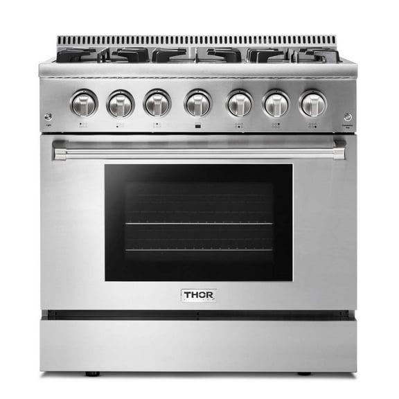 Thor Kitchen Hrd3606ulp 36" Wide 5.2 Cu. Ft. Capacity Freestanding Dual Fuel Range (Lp) -