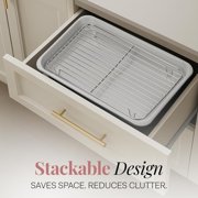Gotham Steel 6 Pc Stackable Baking Pans Set Non Stick, 70% Space Saving Design, Nonstick Ceramic Bakeware Sets Non Toxic, with Baking Sheet Tray, Cake & Muffin Pans, Oven & Dishwasher Safe, Mauve