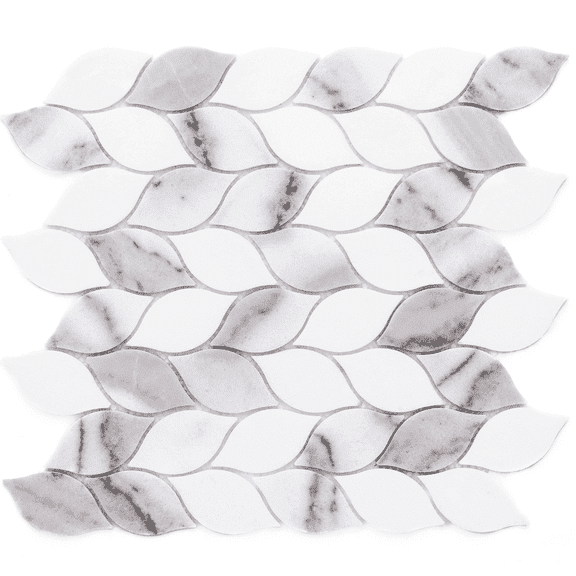 The Tile Life Santorini Braid 1" x 2" Marmara Polished Marble Mosaic Wall Tile, 1 Sheet