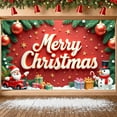 thumbnail image 3 of Red Background Christmas Banner Gold Stars Merry Christmas Banner Pine Branches Christmas Balls Xmas Banner for Home Decoration Office Party Christmas Party, 3 of 8