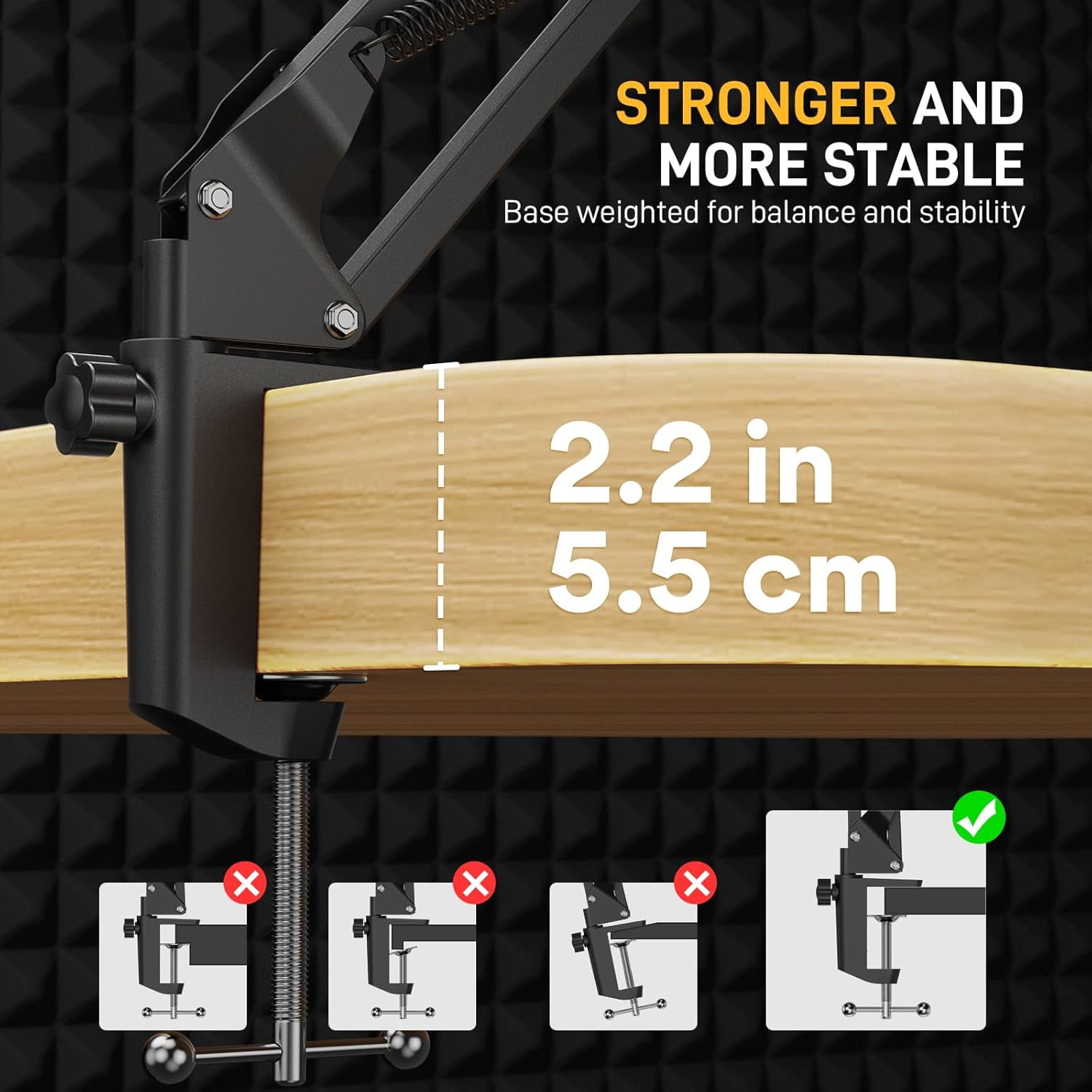 Arm Microphone Stand with  50MM Drivers Studio Headphones (BA20+AU-MH601) - Stable & Reliable Performance for Podcasters Streamers and Gamers