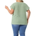 thumbnail image 4 of DARING DIVA Women's Plus Tops V Neck Ruffle T Shirt Blouses 1X Green, 4 of 6