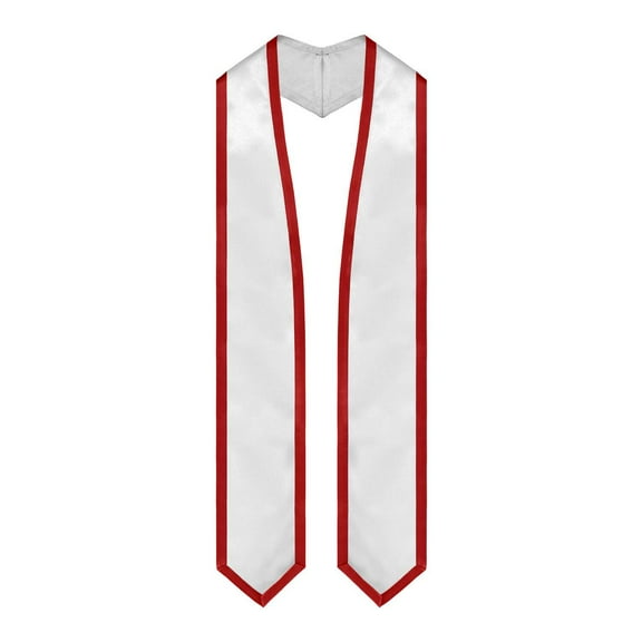 Endea Graduation White/Red Plain Graduation Stole with Trim Color  Classic End