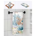 thumbnail image 6 of Teal Blue Coastal Towel Set of 3, Soft Microfiber Bath Towels, Hand Towel, Washcloths, Summer Beach Starfish Shell Coral Nautical Quick-Dry Absorbent Towels for Bathroom Kitchen Hotel Beach Gym Spa, 6 of 7
