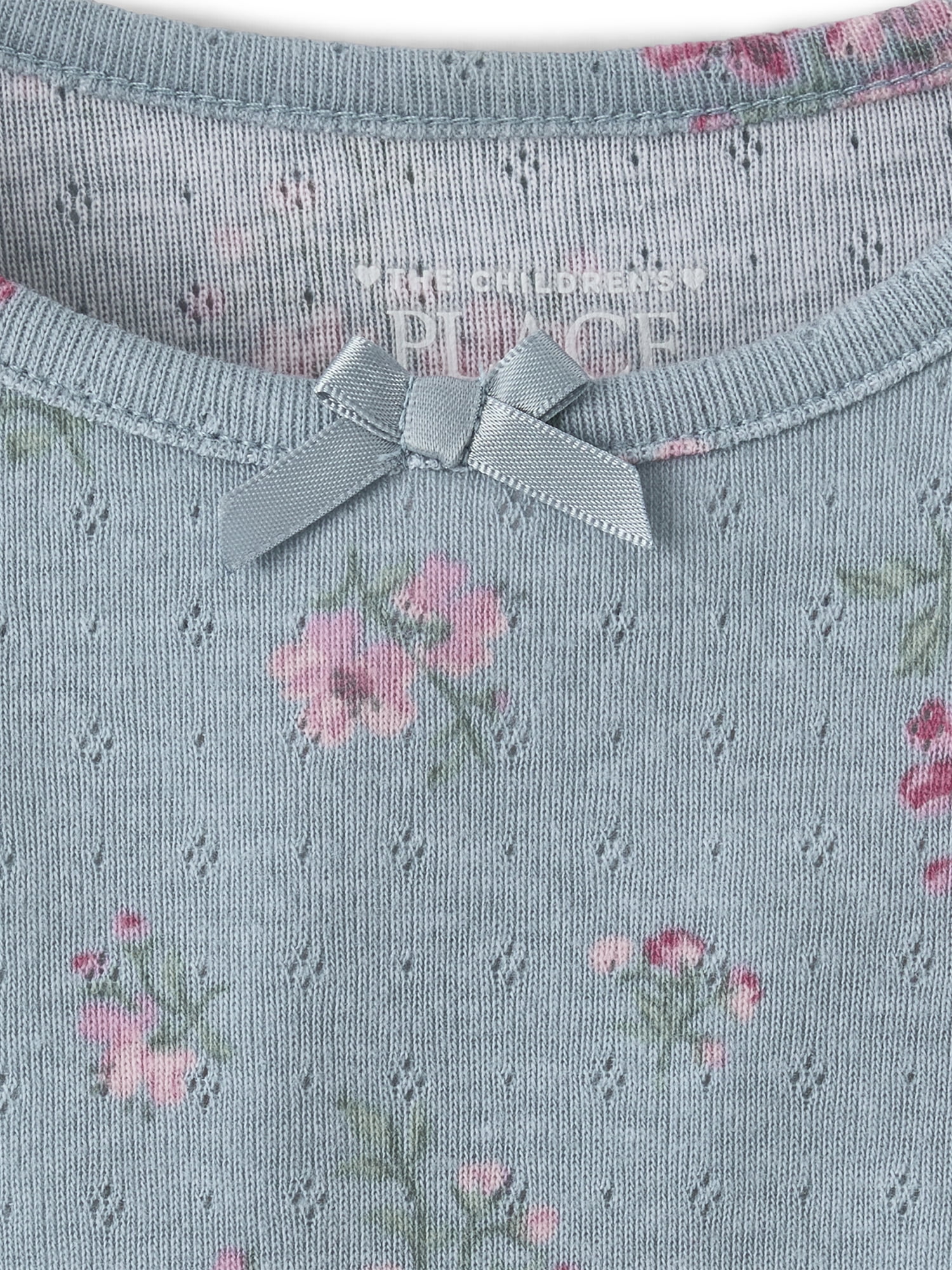 The Children's Place Toddler Girls Long Sleeve Floral Pointelle Flutter Top, Sizes 12M-5T