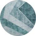 thumbnail image 2 of Addison Rugs Mayfield Washable Transitional Geometric Teal Round Rug, 8' x 8', 2 of 5