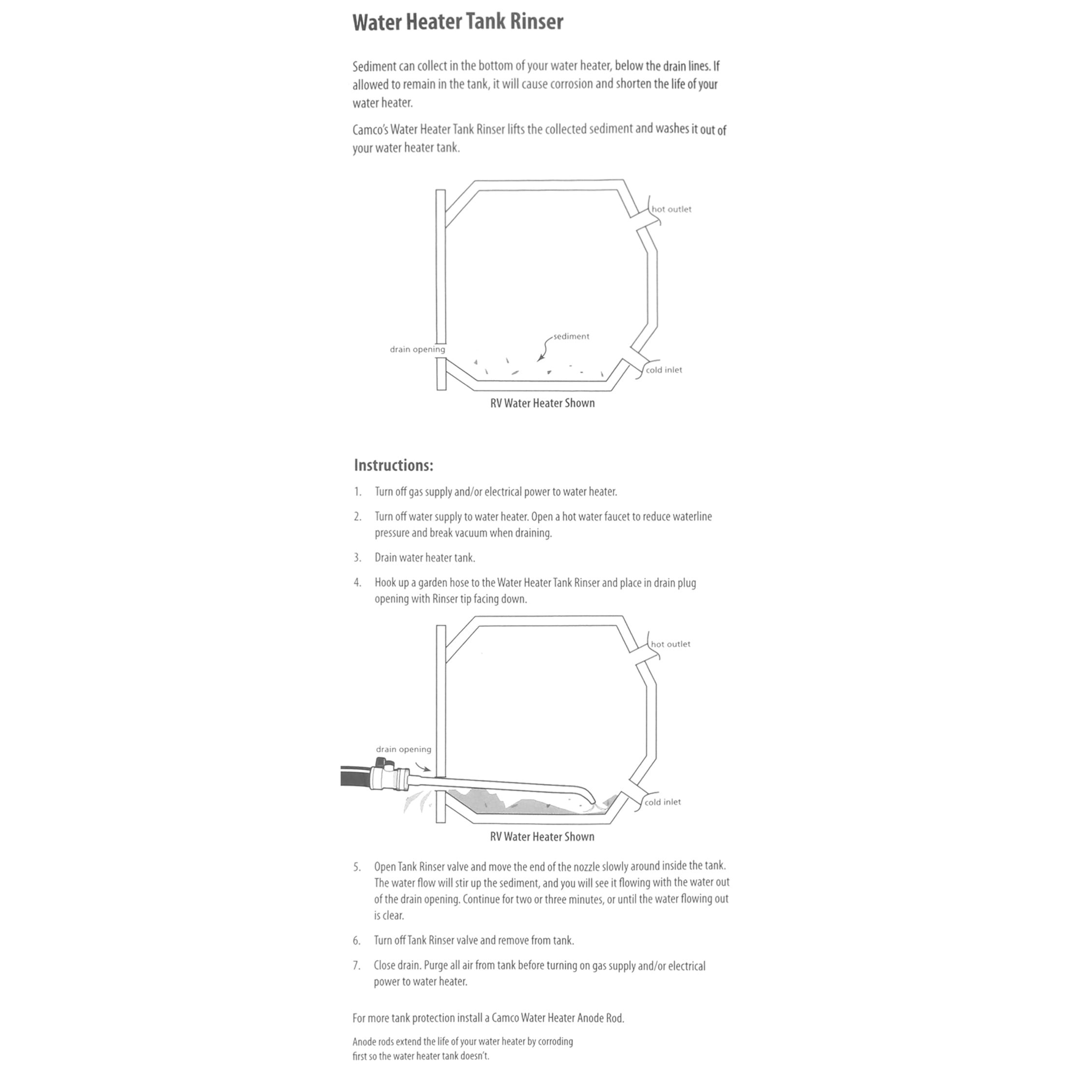 Camco RV Water Heater Tank Rinser | Lifts Sediment That Collects at the  Bottom of the Water Heater | Multicolor (11691) - Walmart.com