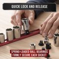 thumbnail image 3 of Precision Defined Aluminum Tool Socket Holder | Red, Single 1/4-Inch x 16 Clips | Heavy Duty Organizer, 3 of 5