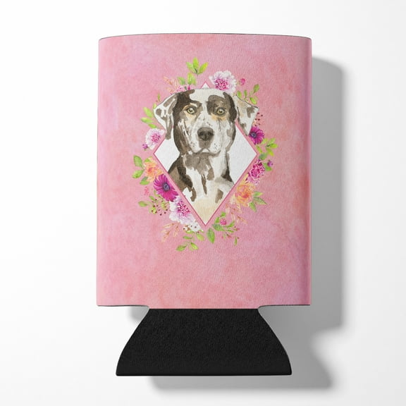 Carolines Treasures CK4249CC Catahoula Leopard Dog Pink Flowers Can or Bottle Hugger Can Hugger multicolor