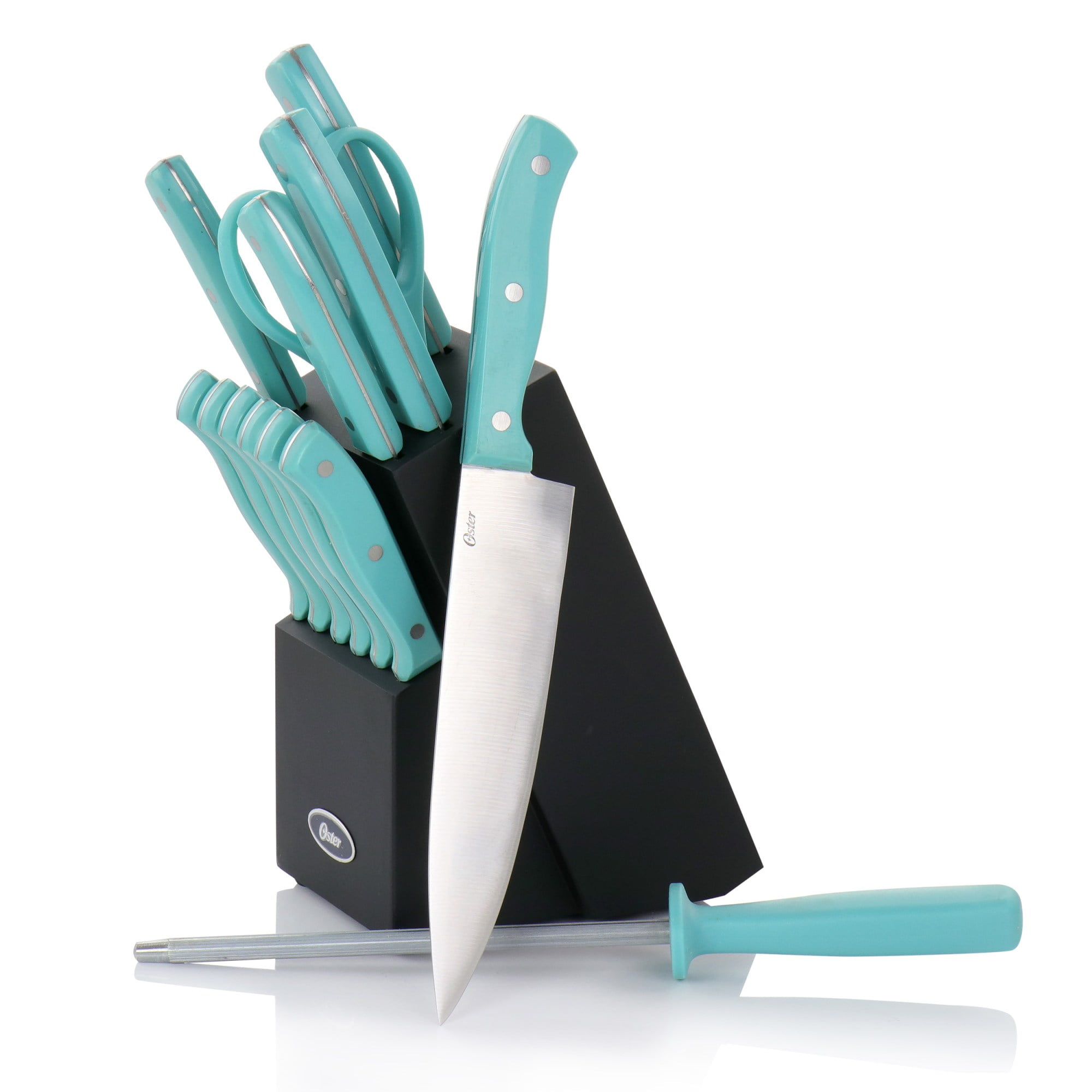 Oster Evansville 14-Piece Stainless-Steel Cutlery Set with Rubberwood Block