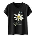 thumbnail image 4 of Zunfeo Floral Tops for Women Cotton Short Sleeve Summer Tops Casual Cute Graphic T Shirts 2025 New Arrivals Black XL, 4 of 5