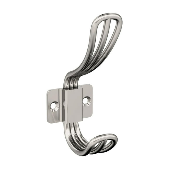 Amerock Vinland Transitional Double Prong Polished Nickel Wall Hook