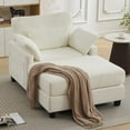 thumbnail image 2 of WUTUTUEE 57.5" Oversized Chaise Lounge with Ottoman, Chenille Upholstered Comfy Sleeper Chair for Living Room, Bedroom & Office, White, 2 of 11