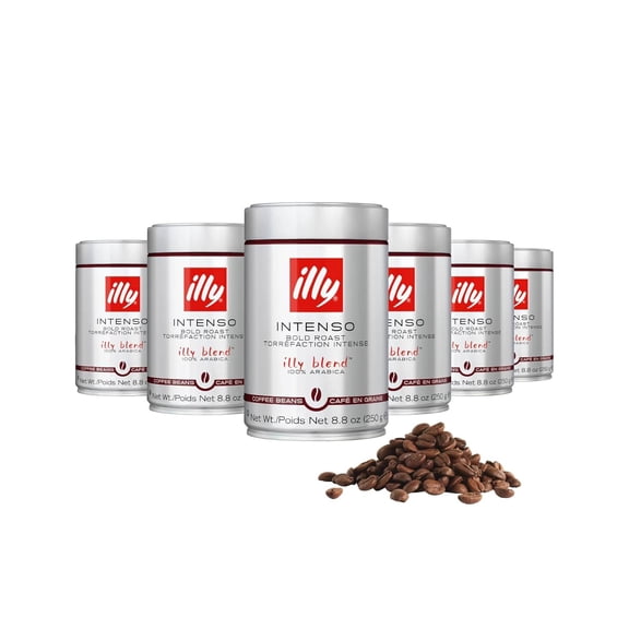 illy Whole Bean Coffee, Intenso Bold Roast, 100% Arabica, 8.8 oz, 6 Pack