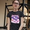 thumbnail image 3 of Tee Hunt Pug Riding a Unicorn in Clouds T-Shirt Space Rainbow Trippy Donuts Women's T-Shirt Tee, 3 of 5