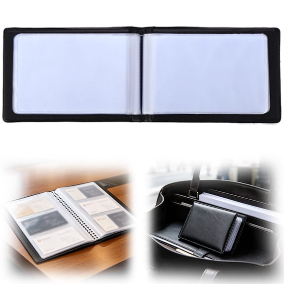 Leeye Business Card Holder 40 Slots PU Leather Name Card Folder Wallet Organizer for Professionals, 4.17 x 2.91 x 0.39 in, A