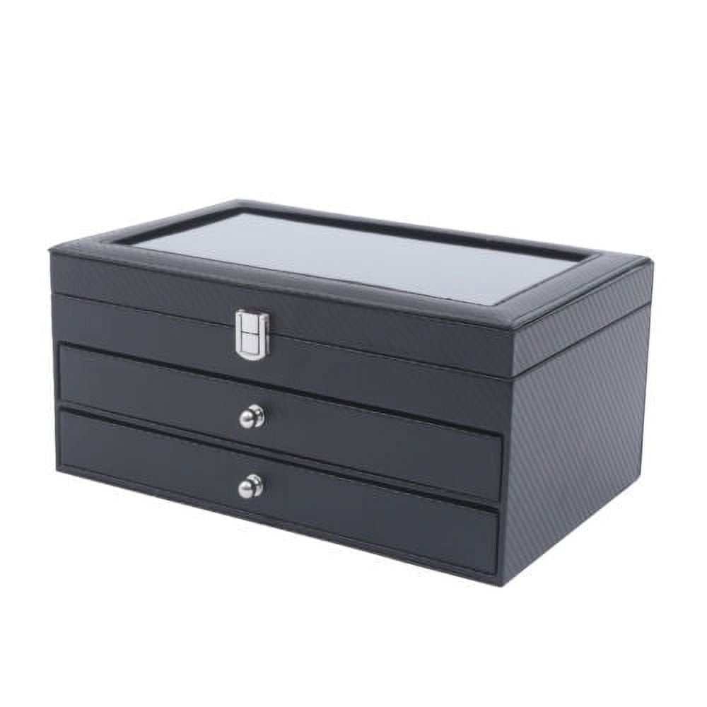 36 Piece Black Leather Flannel Pen Organizer Box Pen Collection Display Case