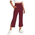 thumbnail image 6 of Miluxas Girls Capri Yoga Pants with Pockets Capris Leggings Dressy Casual Stretch Crop Lounge Straight Open Bottom Summer Wine 12-13 Years, 6 of 8