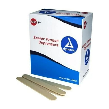 Dynarex Non-Sterile 6" Senior Tongue Depressors 500 Pieces MS-85510