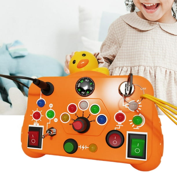 Tablero de interruptor LED, tablero ocupado Montessori, juguete educativo temprano, accesorio de enseñanza, enchufe de interruptor de tablero ocupado para niños de juguete de viaje