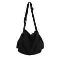 thumbnail image 4 of Sac Hobo en Toile pour Femmes et Hommes, Sac à Main Décontracté Durable avec Multiples Poches, Style Rétro, Sac à Bandoulière Polyvalent pour École, Usage Quotidien, Camping, Noir, 4 of 8