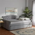 thumbnail image 2 of Bowery Hill Transitional Velvet Button Tufted Full Daybed with Trundle in Gray, 2 of 9