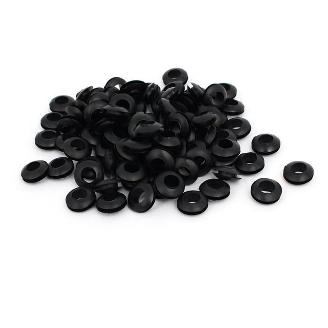 Anillo de goma de sellado, grommet eléctrico, junta de cable negro, diámetro interior de 8 mm, 100 piezas