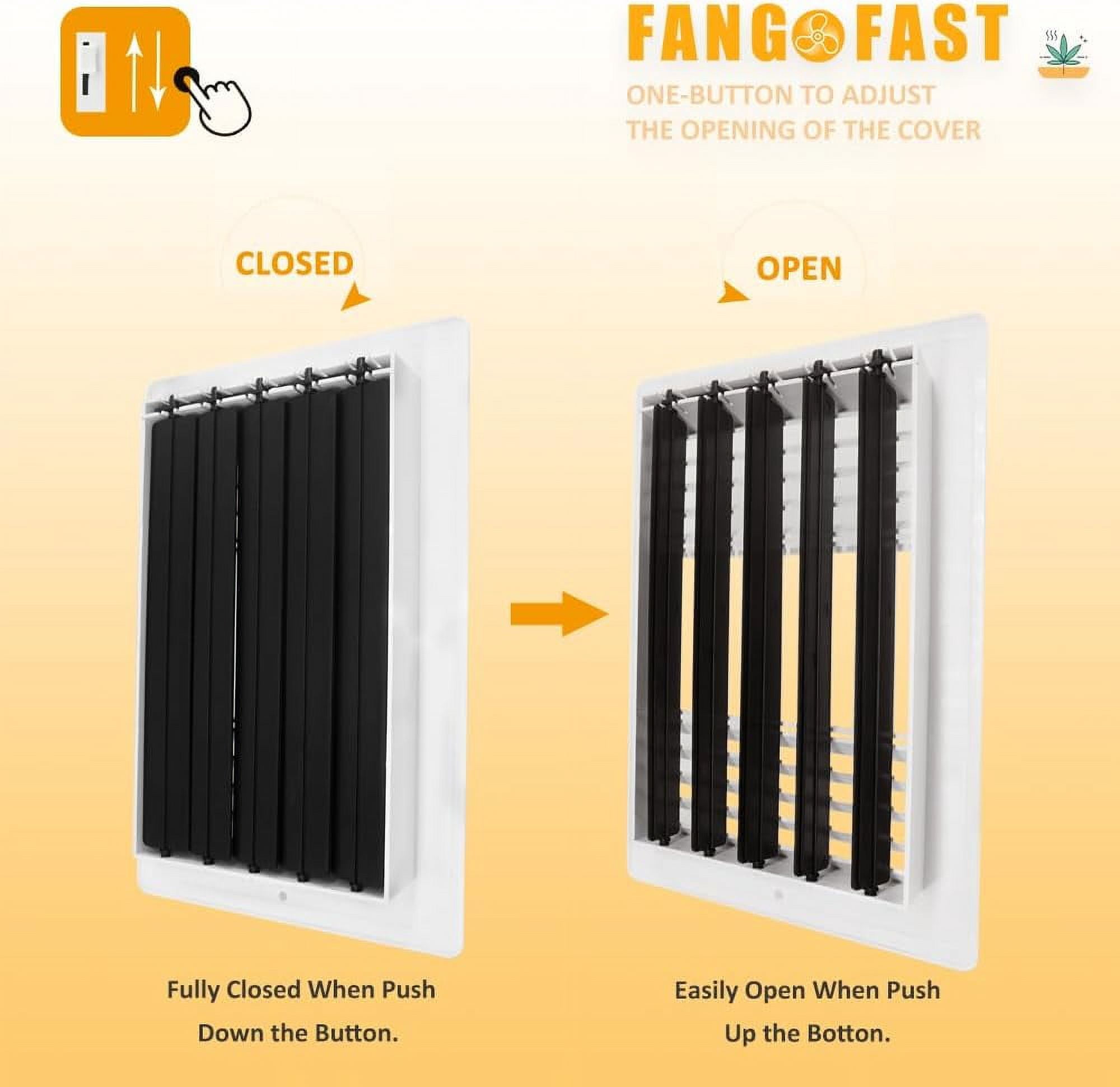 10x8 Inch(Duct Opening) Ceiling Register Wall Vent 3-Way Plastic Sidewall Ceiling Air Vent w/Manual Adjuster for Home, Office, Bathroom, Toilet