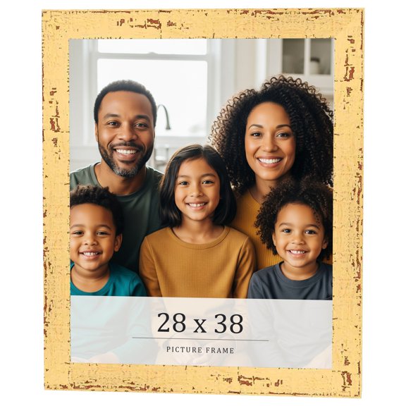 28x38 Frame Yellow Real Wood Picture Frame Width 1.25 inches | Interior Frame Depth 0.5 inches |