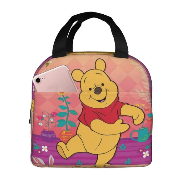 Cartoon Winnie The Poo Lunch Bag Pink Cactus Reusable Lunch Tote Insulated Cooler Lunch Box Handbag for School Office Picnic Travel Gifts