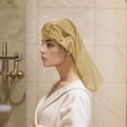 thumbnail image 4 of Unique Bargains 1 Pc Women Simulated Silk Print Shower Cap for Bathroom Hotel Gold Tone, 4 of 6