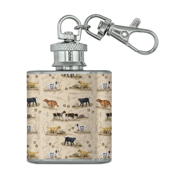 Hunting Hunter Dog Breeds Lab Retriever Stainless Steel 1oz Mini Flask Key Chain