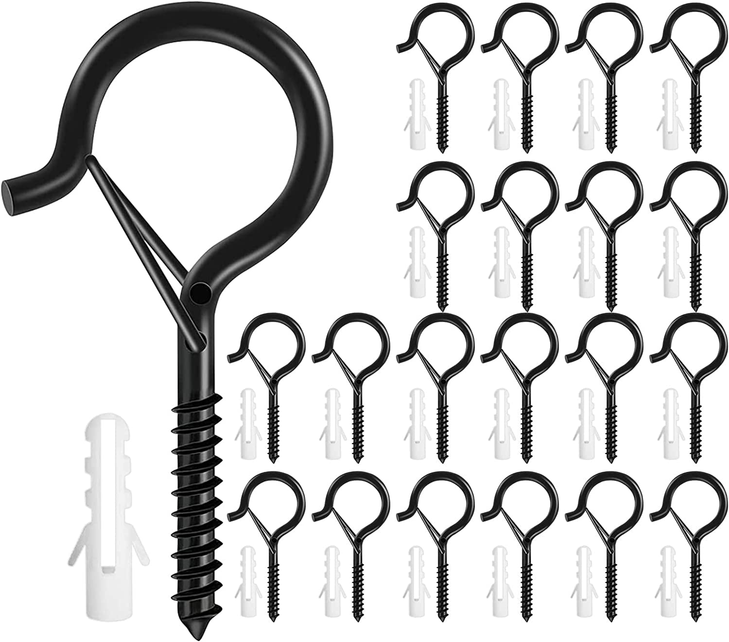 20 PCS QHanger, Screw Hooks for Outdoor String Lights, Safety Buckle