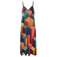 thumbnail image 6 of Colorful Squares Modern Art Sleeveless Suspender Dress Summer Fashion Casual Long Dress, 6 of 9
