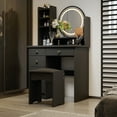 thumbnail image 3 of FUFU&GAGA Makeup Vanity Dressing Table Set With Touch Screen Mirror & Stool Black, 3 of 5